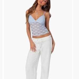 Edikted small white straight leg sweatpants